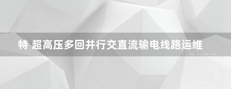 特 超高压多回并行交直流输电线路运维检修技术 陈安伟 (2016版)